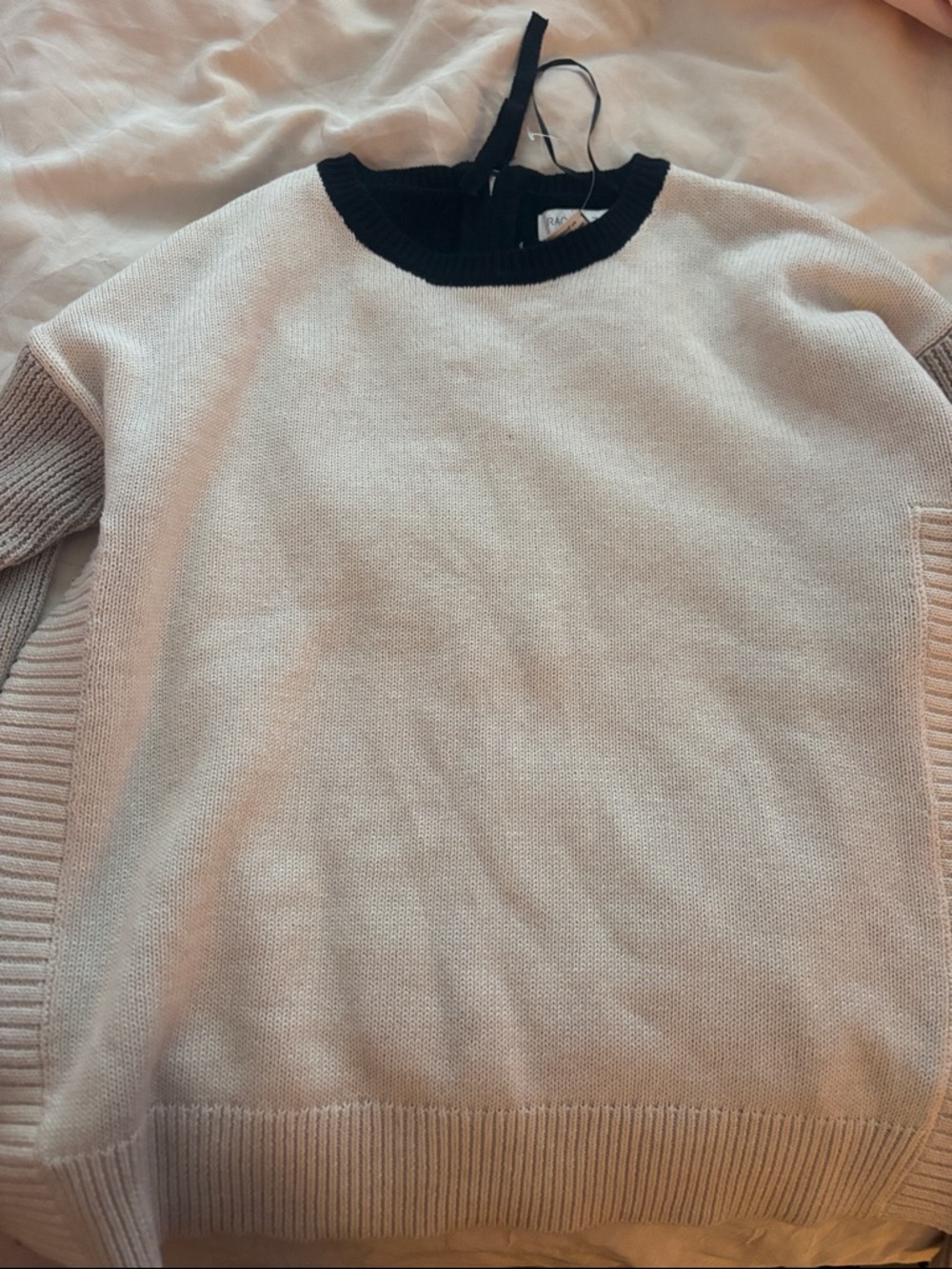 Rachel Zoe Cream Sweater with Black Trim